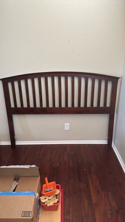 Dark Wood Slatted Headboard
