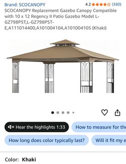 Gazebo replacement top cover