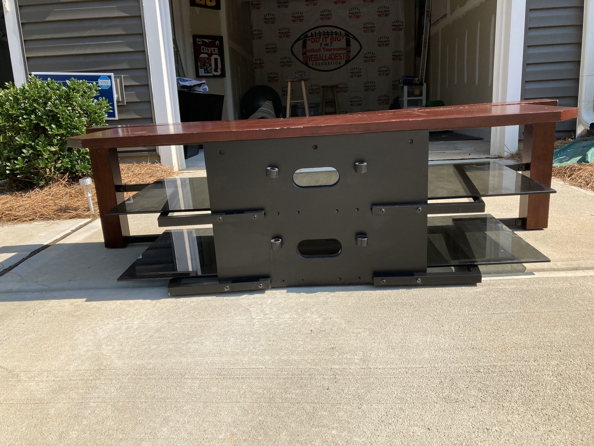 Tv Stand - Wooden + Glass Shelves - Moving Out Sale!!!