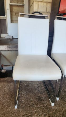 White Faux Leather Dining Chair with Chrome Frame