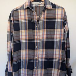 Old Navy The Boyfriend Shirt Plaid Flannel Women's Small