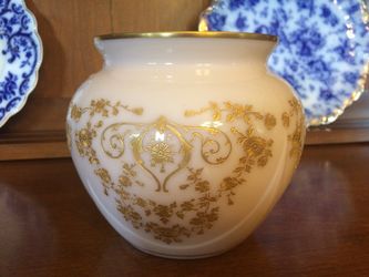 Tuscan pink vase with gold print antique Vintage