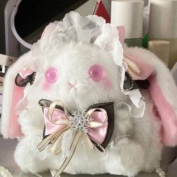 Rabbit plush doll cross-body bag