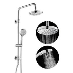 Retrofit Shower System with Height Adjustable 7" Rain Shower, 5-Setting Handheld, 22" Slide Bar with 3-Way Rotary Diverter, 304 Stainless Steel Shower