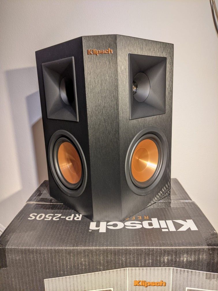 New  Klipsch RP-250S surround sound speakers, New, 1 pair, Ebony 