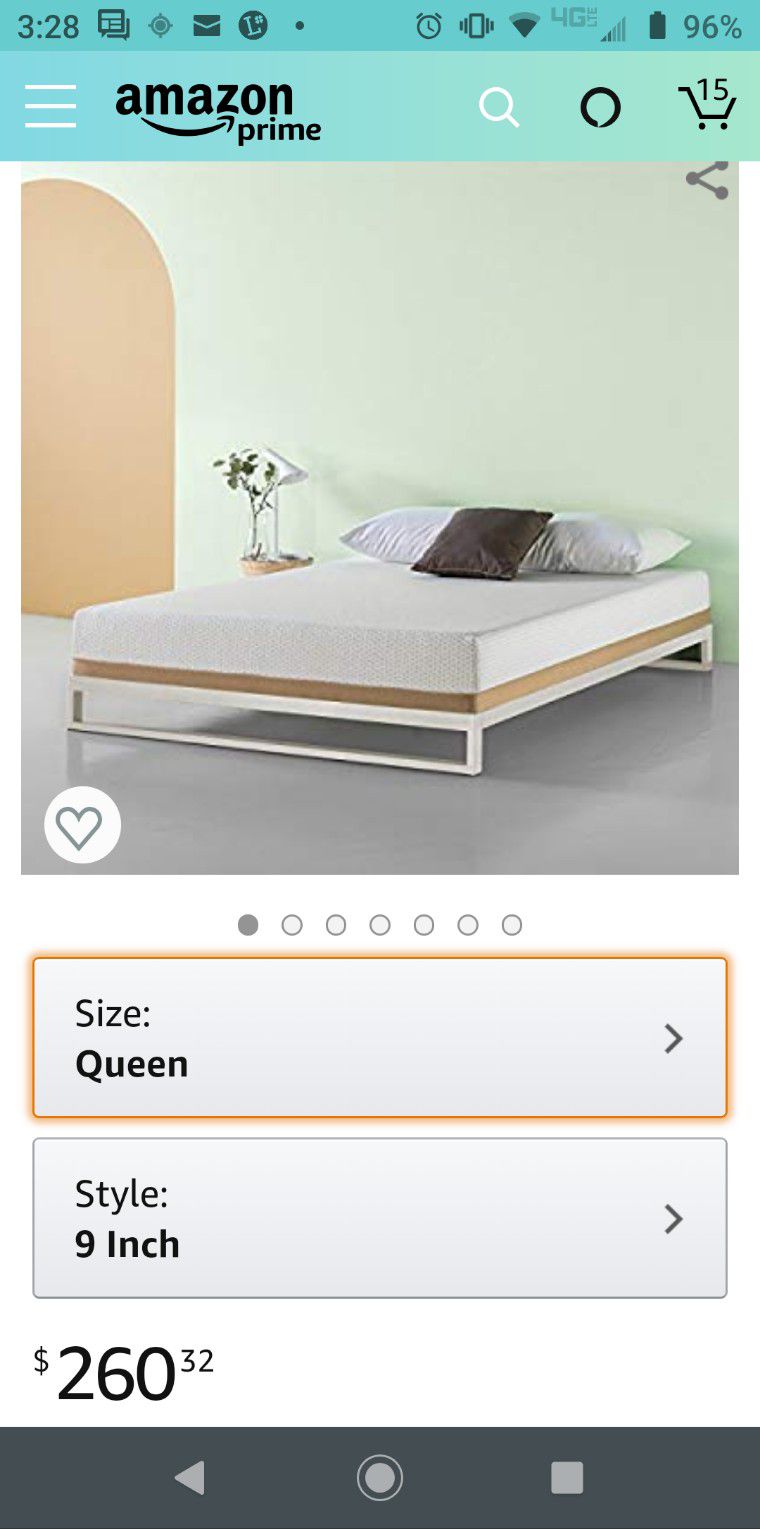 Zinus 9" biofoam memory foam Queen mattress.