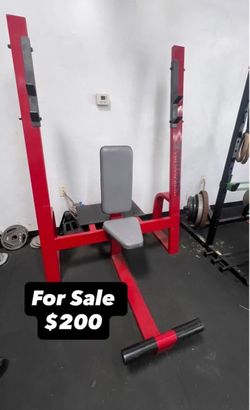 Red Olympic Weight Bench with Squat Rack
