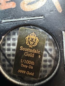 Scottsdale Mint 1/100 oz .9999 Fine Gold Lion Bar 24K Mini Bullion Collectible