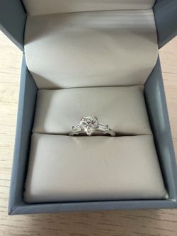 14K White Gold 1.37CTW Heart Shape Moissanite Ring, Size 6.5