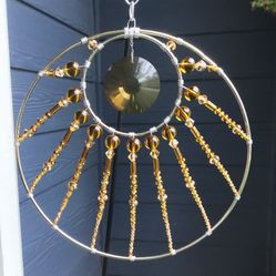 New “Rays of Amber” Sun Catcher, fantastic faceted crystal beads