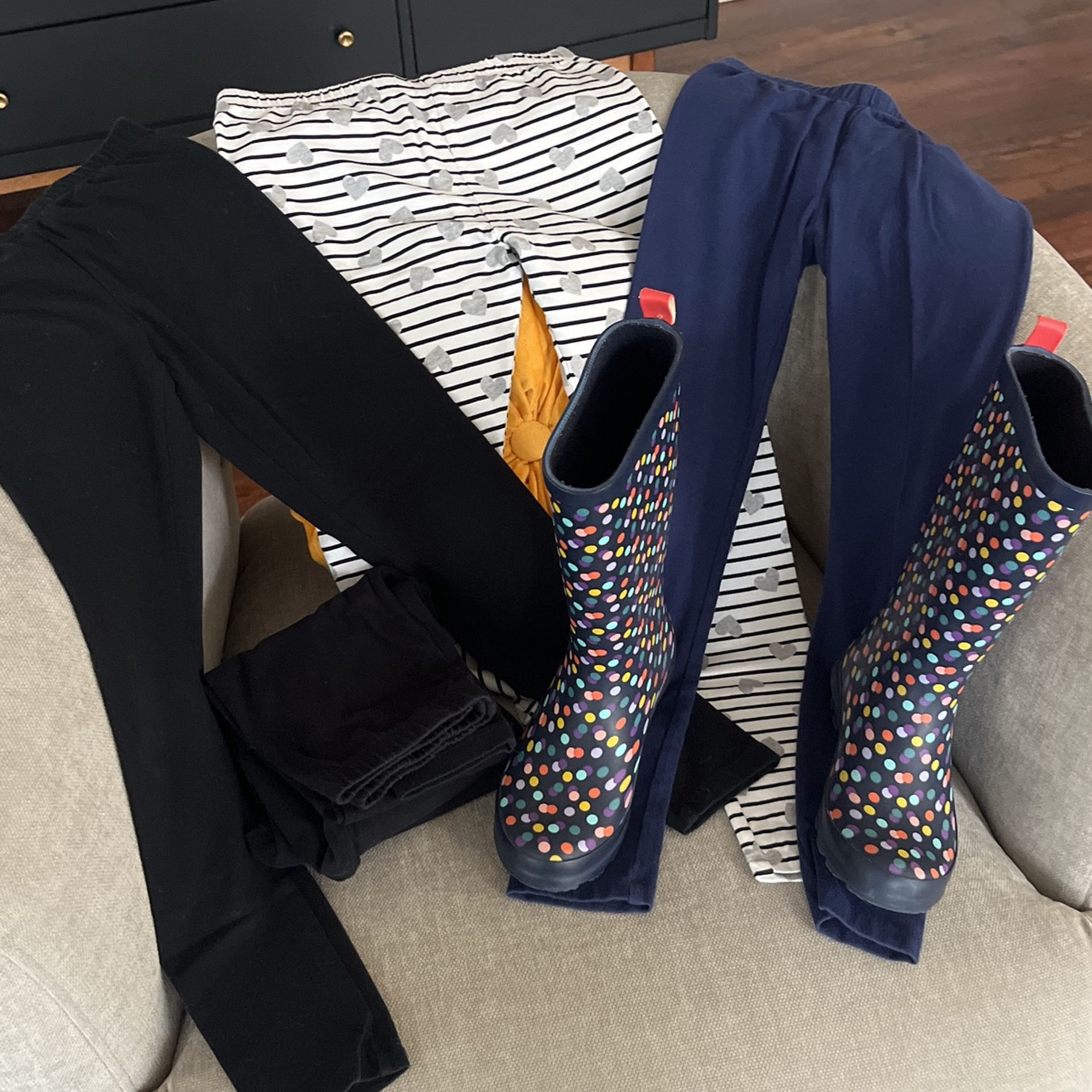 Girl Leggings And Rain Boots