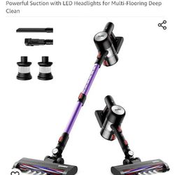 Ganiza Cordless Stick Vacuum, 6-in-1 Vacuum Cleaner Cordless Up to 40 Mins Runtime Detachable Battery, Lightweight Powerful Suction with LED Headlight