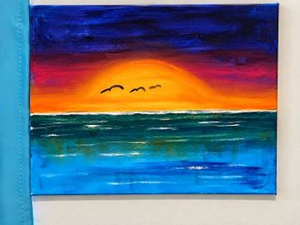 Original Hand-Painted Sunset Ocean Canvas