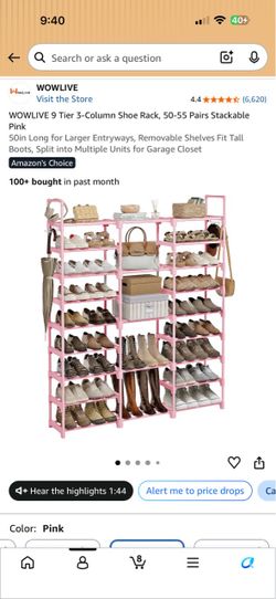 Pink shoe rack
