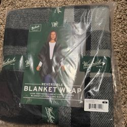 Woolrich Reversible Blanket Wrap Poncho - Black Plaid - OS