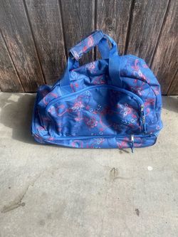 Blue Floral rolling Duffel Bag