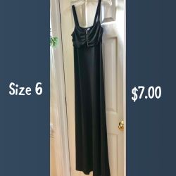 Long Black Dress with Zippered Top, size 6, 