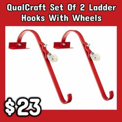 New QualCraft Set Of 2 Ladder Hooks With Wheels: Njft