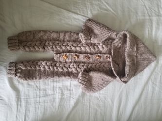 Handmade knit baby overall, baby romper 0-6 months