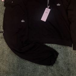 Alo Black Quarter Zip Set Size Small