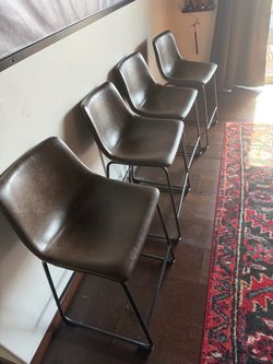 Brown Faux Leather Bar Stools