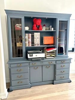 Custom-Painted Executive Office Credenza with Hutch & Storage
