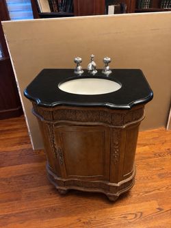 Victorian Style Bathroom Vanity with Black Granite Top