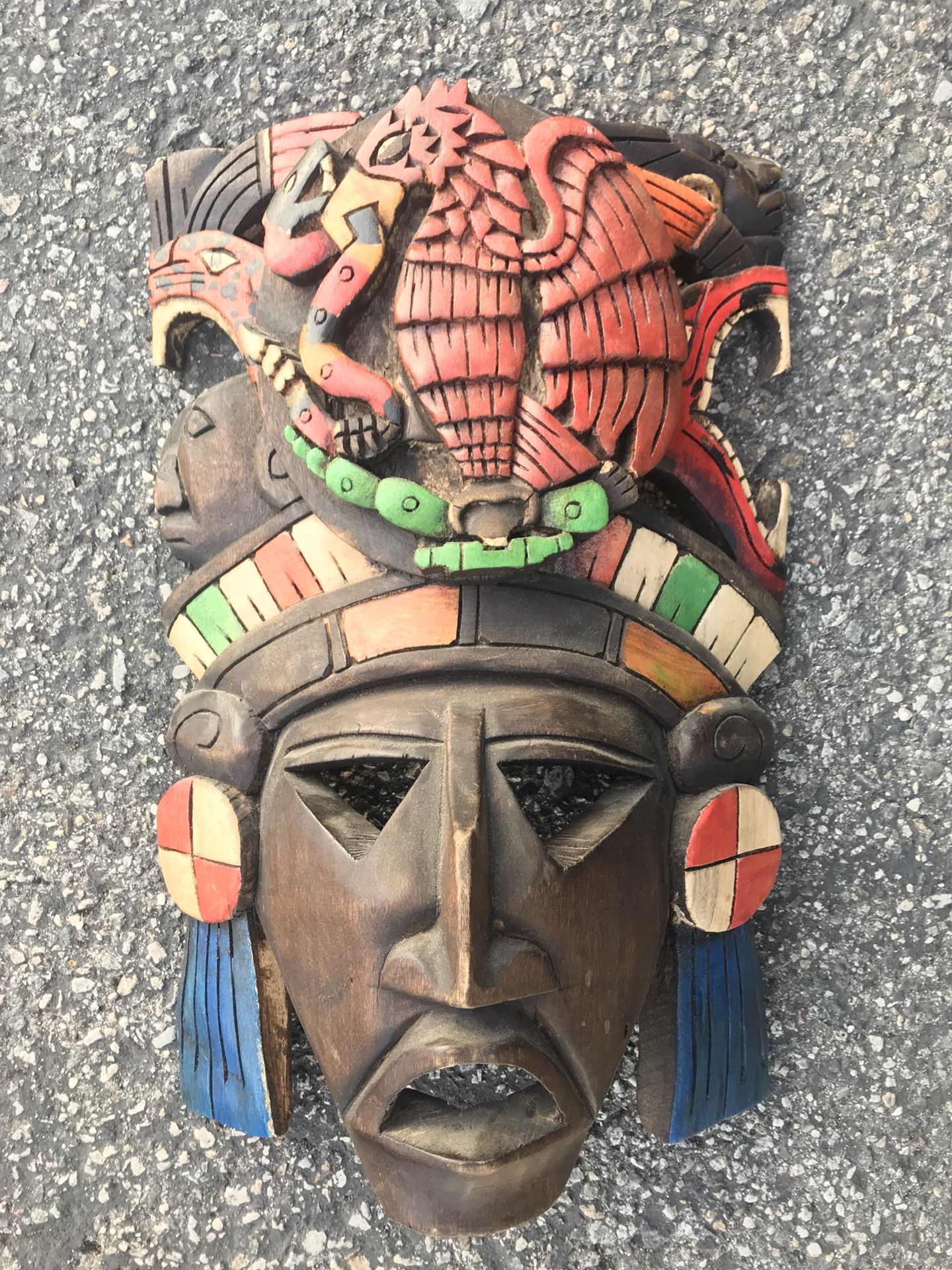 Aztec Warrior Mask Wall Decoration Made In Mexico From 100% Natural Wood
