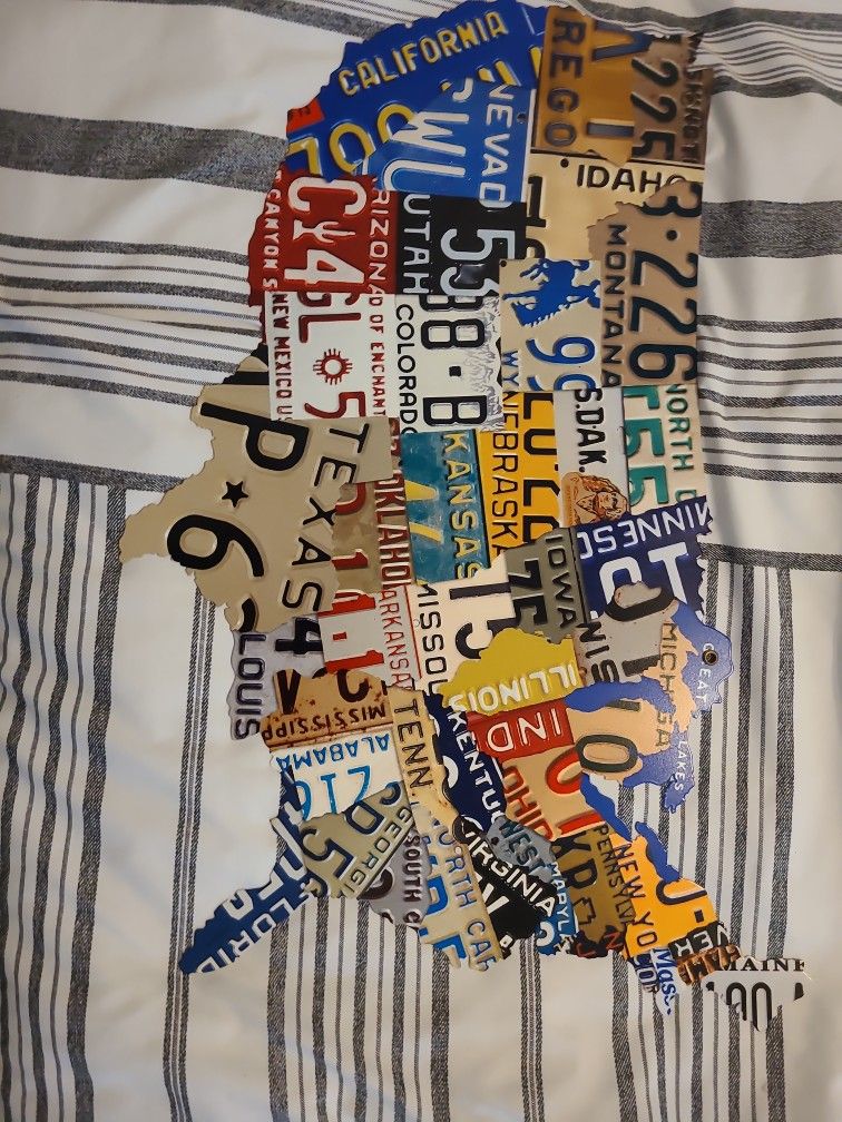 US Map With License Plates For States