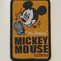 Retro Mickey Mouse Iron On Patch- Mickey Singing Into A Microphone