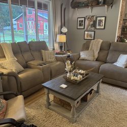 Ashley Furniture Power Reclining Sofa and Loveseat 