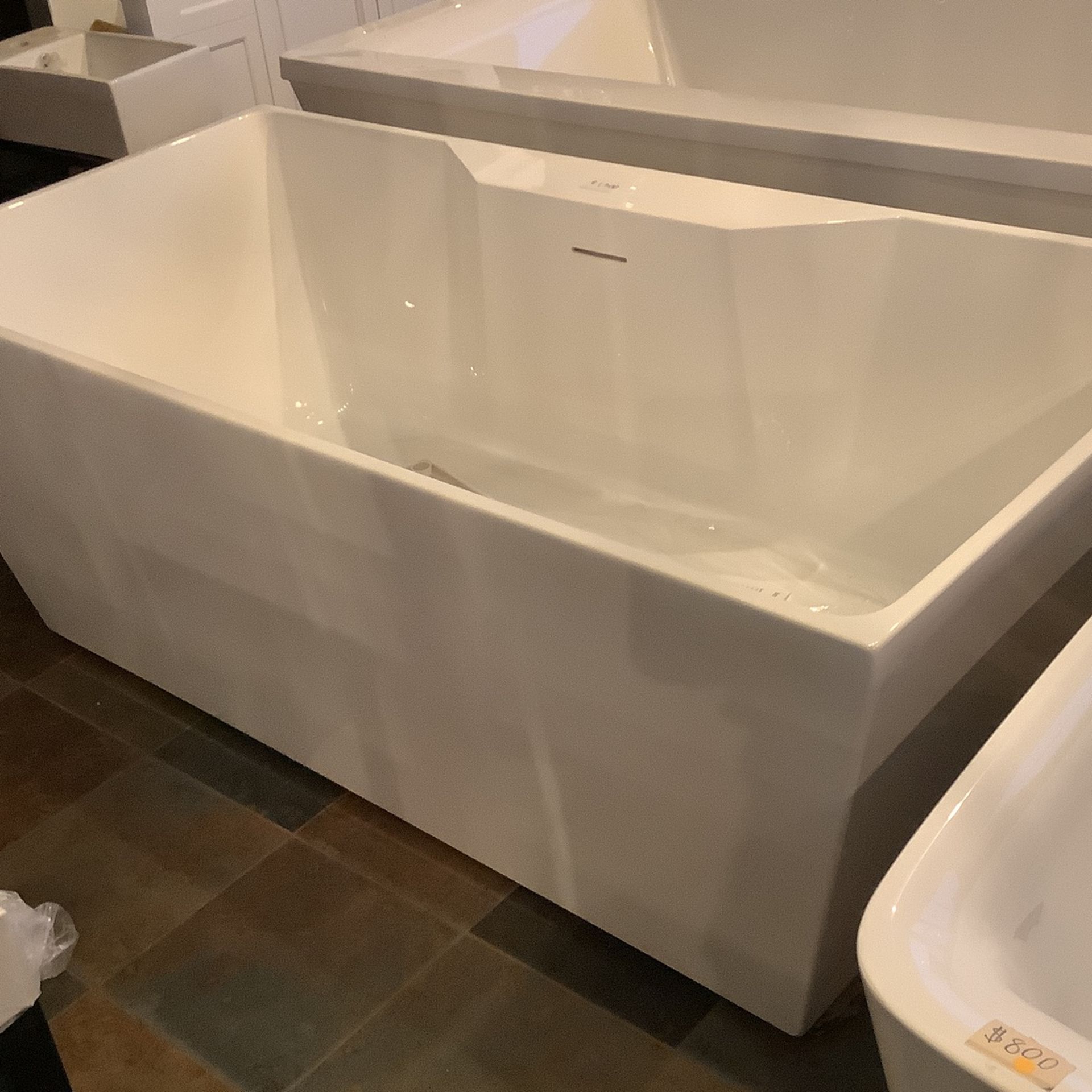 Signature Hardware Hibiscus 67" Rectangular Acrylic Soaking Tub with Integrated Drain, Overflow and Tap Deck