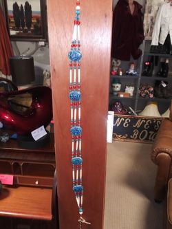 Crushed turquoise women's beaded belt