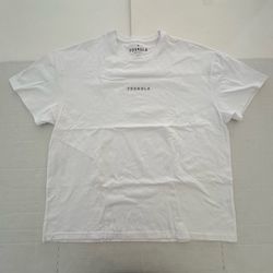 Pre Owned Excellent  YoungLA  T Shirt  Short Sleeve  Embroidered  White  Men  Size Medium