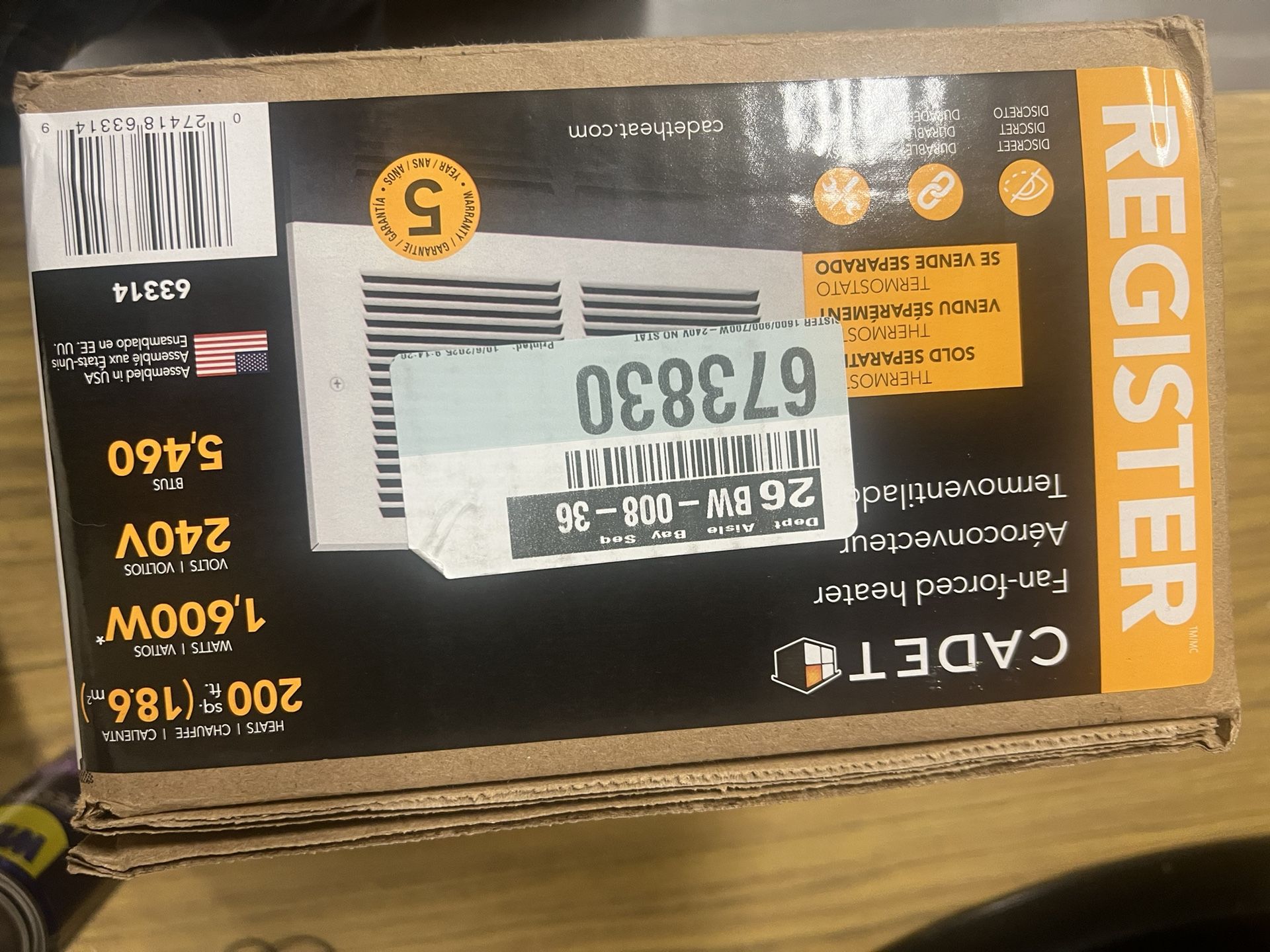 King  Wall Heater Model Paw 2422-w