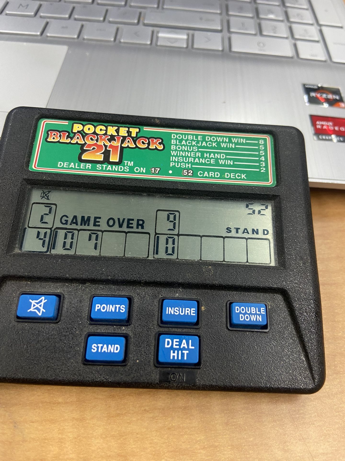 Vintage Radica Pocket Blackjack 21 Electronic Handheld Game