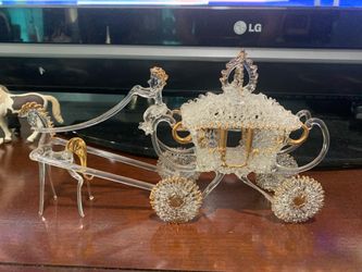 Vintage hand blown Cinderella carriage and horse