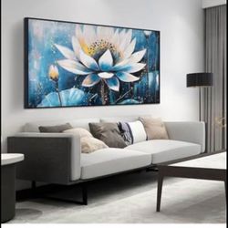 Hand-Painted Lotus Flower Wall Art