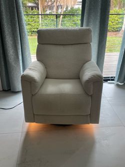 Modern Power Recliner Swivel Chair with Adjustable Headrest & LED Base
