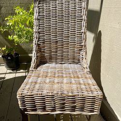 Set of 7 Natural Wicker Chairs with Cushions 