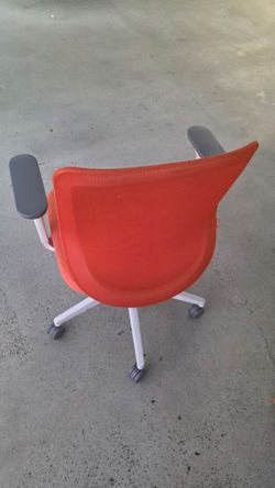 Orange Mesh Office Chair with Armrests