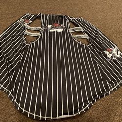 Like NEW Women’s Size 16 Heavy Metal music Fashion Jacket Black White Pin Stripe vest concert coat !