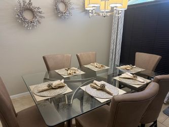 Modern glass Dining Table 6 Chairs