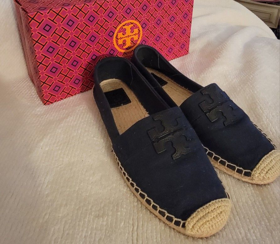 Navy Blue Tory Burch Flat Espadrille Size 9.5 Clothing