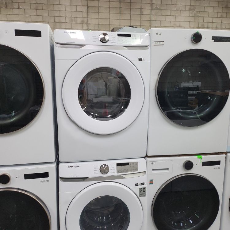 Samsung Set Front Load Washer And Dryer White New Smart 