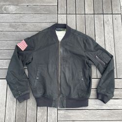 Men's Ralph Lauren Denim and Supply Military Black Bomber Flag Jacket XL AS IS