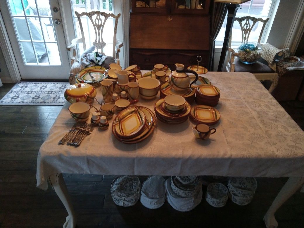 Lot Vintage Metlox Vernonware Homespun Dinner Ware