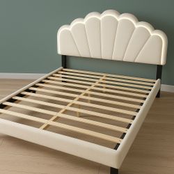 White Queen Size Bed Frame With LED
