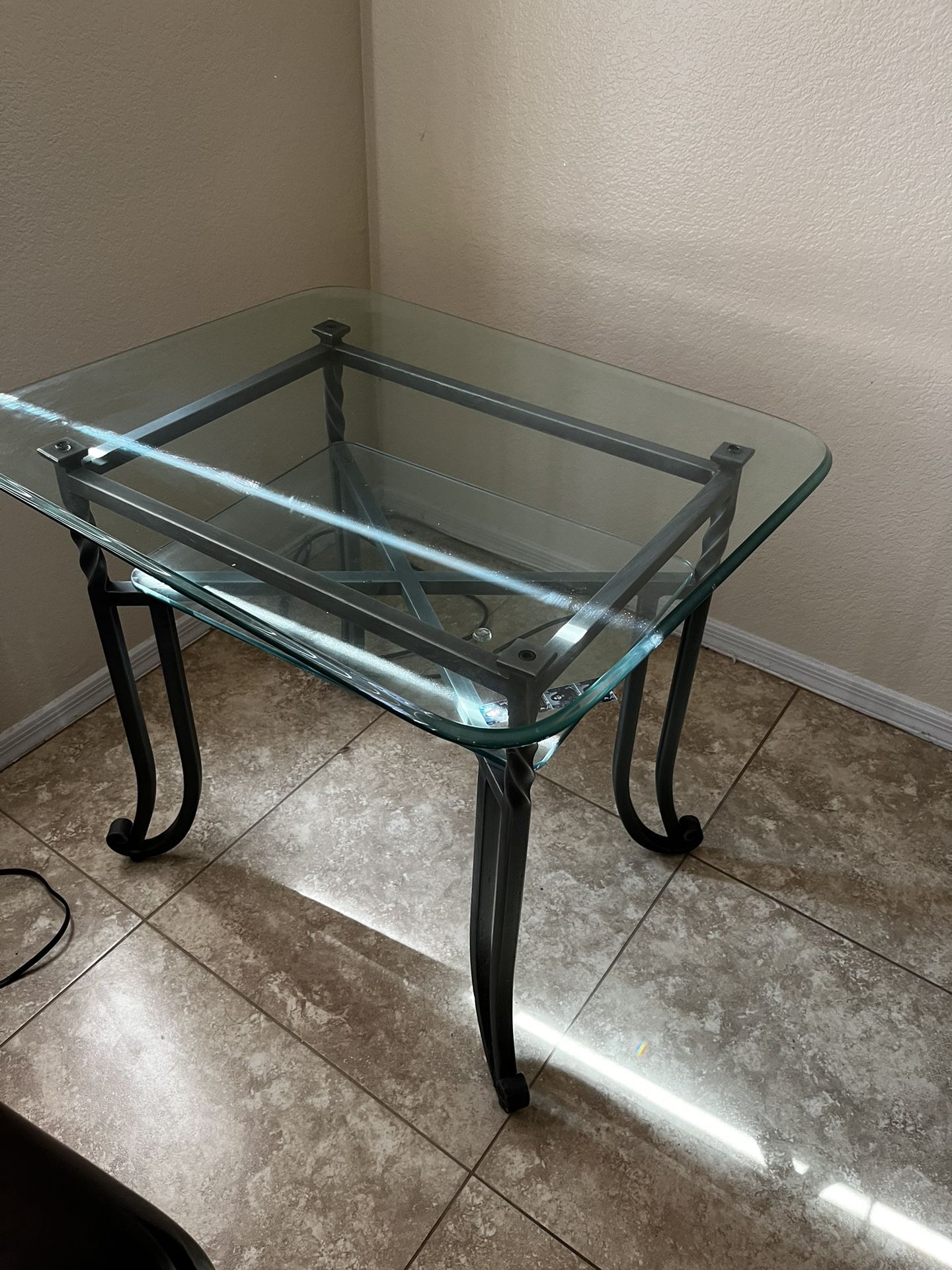 Iron & Glass End Table