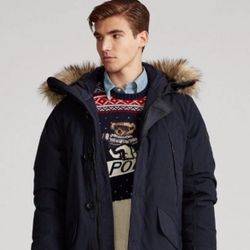 Polo Ralph Lauren Faux Fur-Trim Down Parka Sz: XL **RARE**